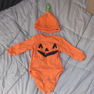 Carter's Orange Pumpkin Outfit with Hat Halloween Costume 3M